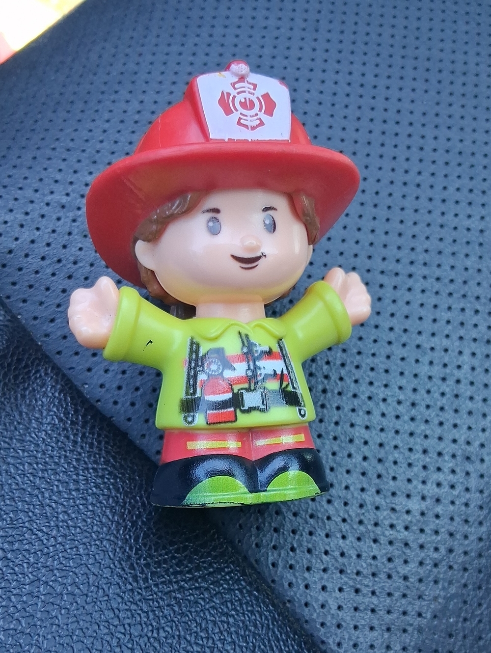 LittlePeople Firefighter Figurine Toy - Red Hat, Green Jacket